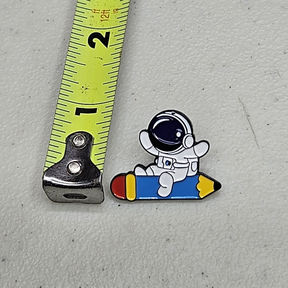 Spaceman Pencil Ride Enamel Pin - Picture 3 of 4
